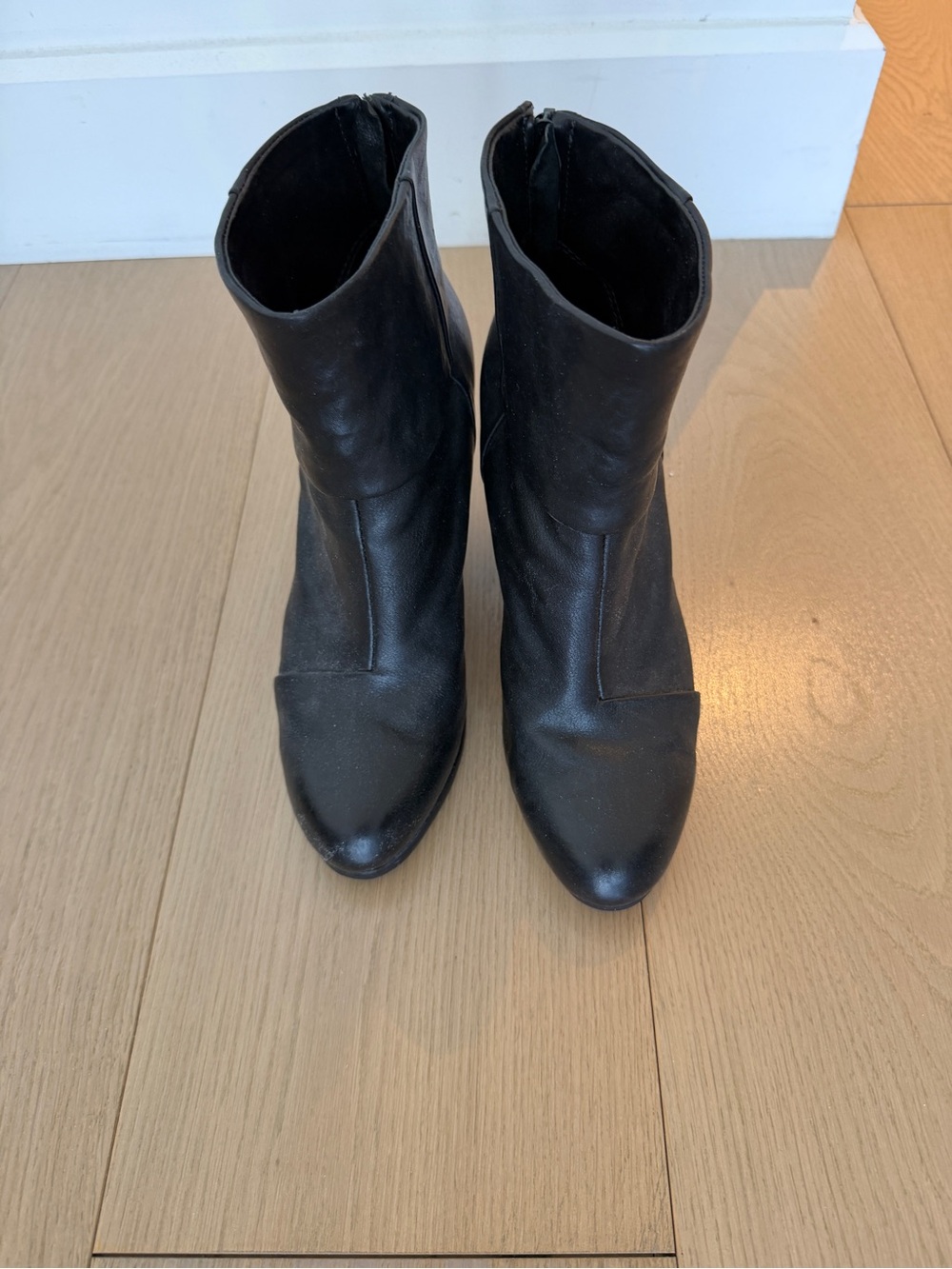 rag & bone Black Leather Mid-Calf Heeled Boots